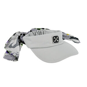 Off-White Light Gray Floral Foulard Logo Scarf Visor One Size Fits Most